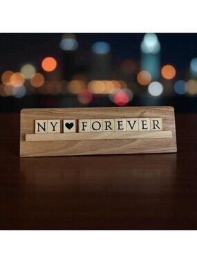 NY FOREVER Letter Tile Scrabble Wood Sign